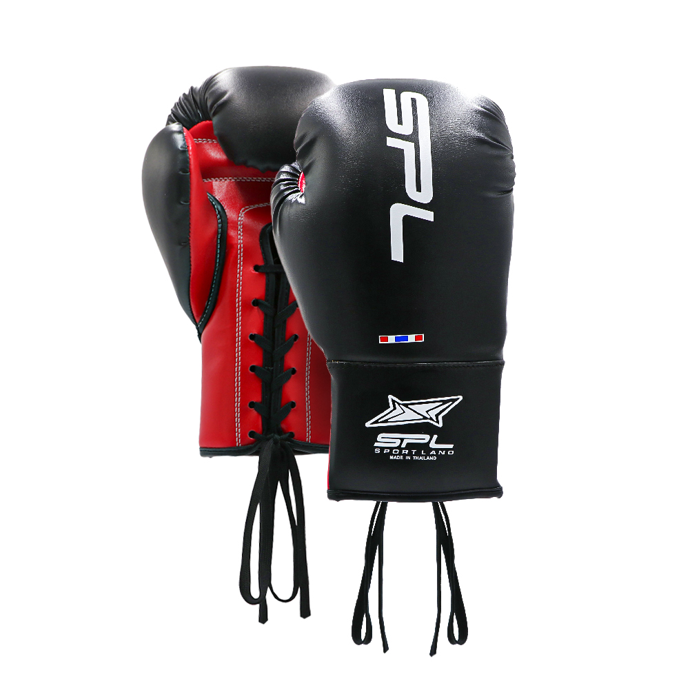นวมหนังผูกเชือก SPL Boxing Gloves PU 14Oz. SP065 BK
