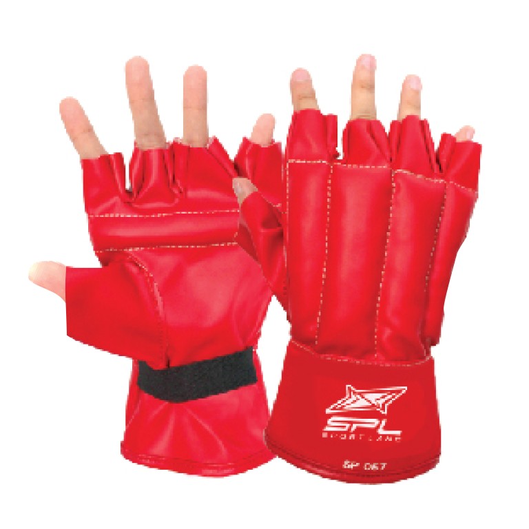แบ็คชกนื้วโผล่ SPL Boxing Mitts PU Half Finger SP057 RD