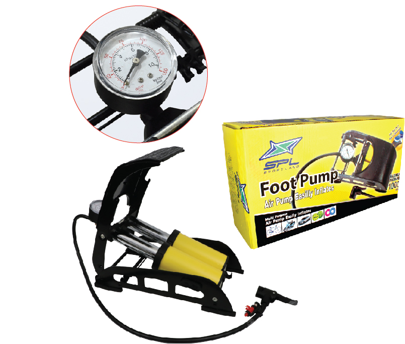สูบเท้าคู่มีเกร์ SPL Foot Pumpguage 55x120mm.FP0908A YL