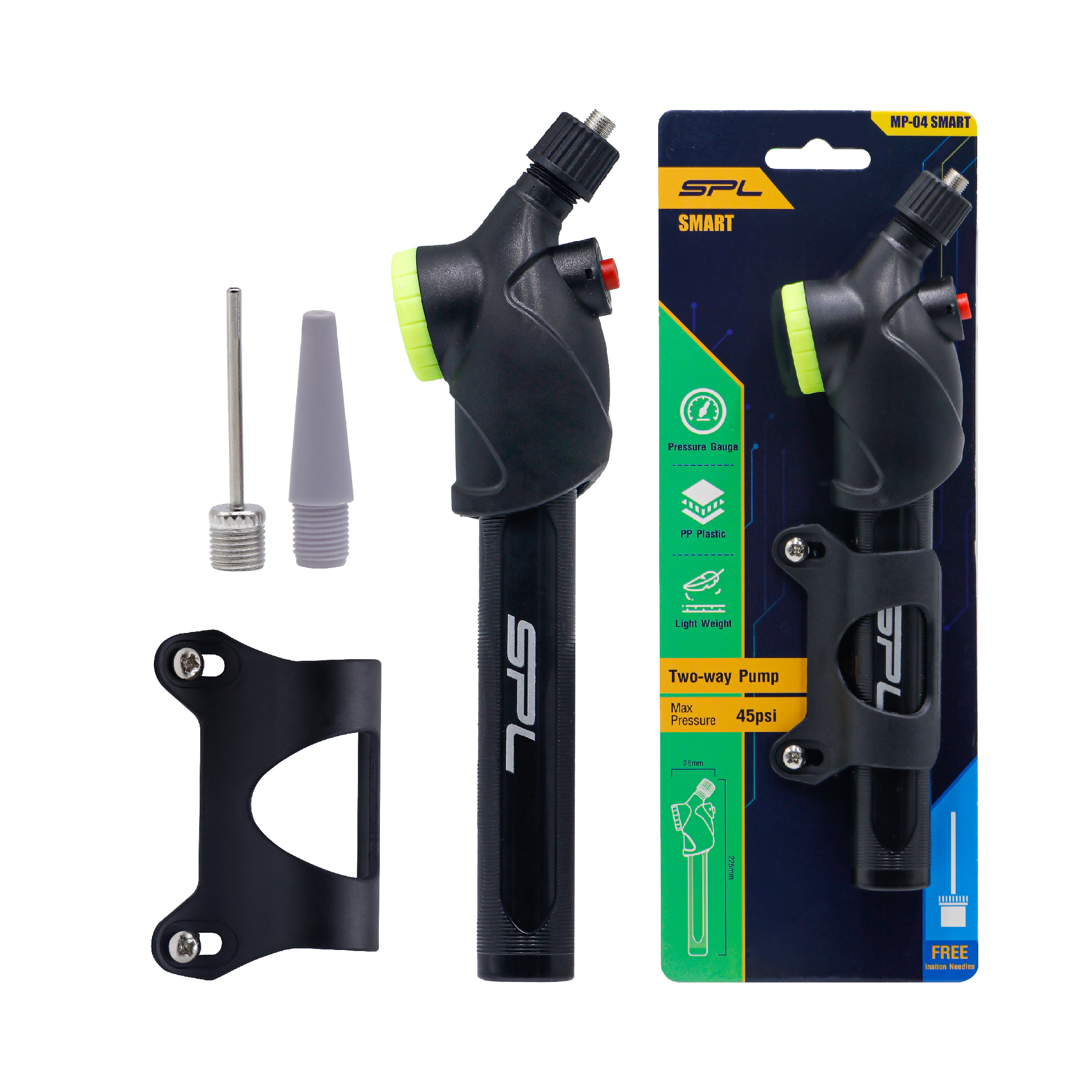 สูบลมพกพา SPL Two-way mini pump with Gauge MP-04 SMART 45Psi